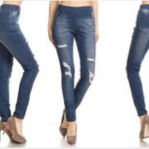 JVINI Women's Ripped & Distressed Denim Jeggings